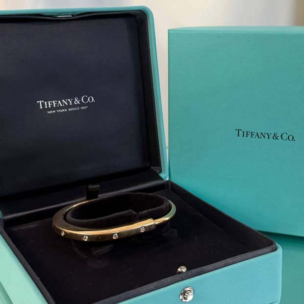 티파니 앤 코 락 뱅글 18K 옐로우 골드 다이아몬드 액센트