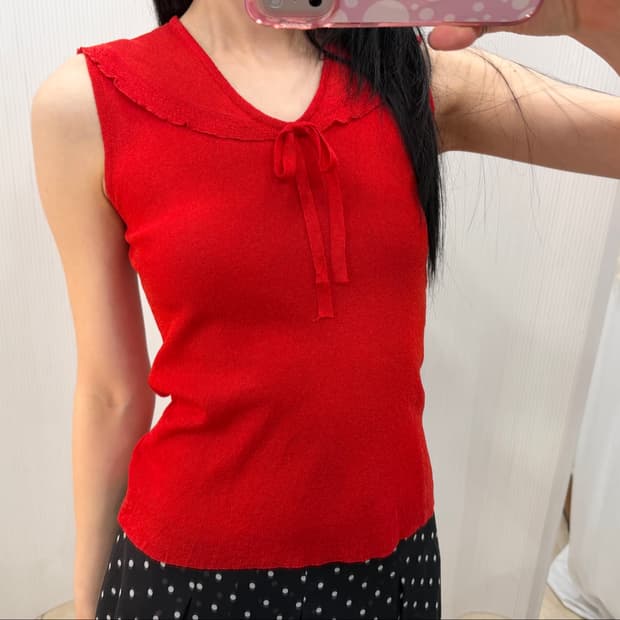 Ribbon ruby knit sleeveless
