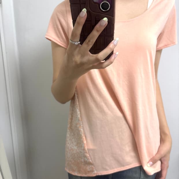 vintage one shoulder apricot t