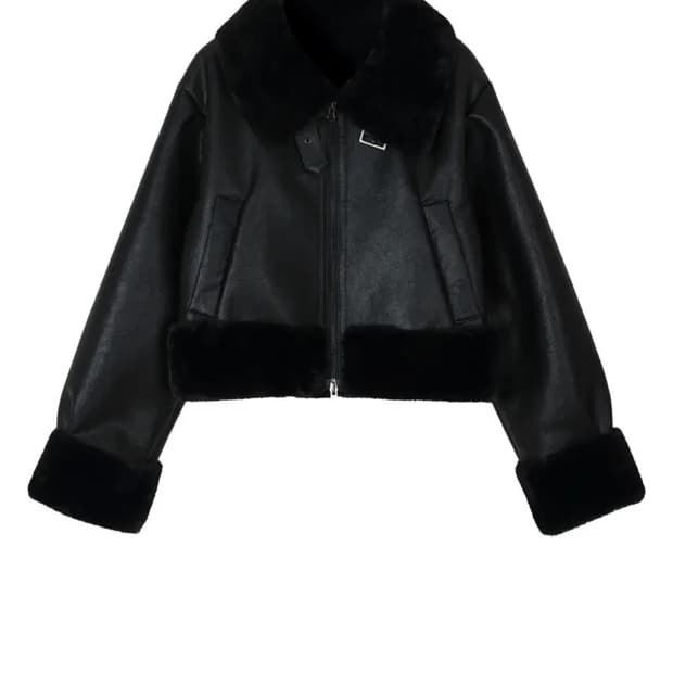 보헤미안서울 하이넥 숏 무스탕 블랙 24fw
