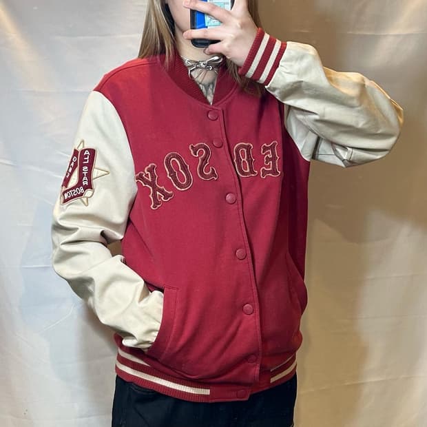 “ MLB “ red varsity jacket