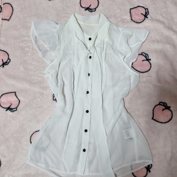 일본빈티지 프릴 화이트 블라우스