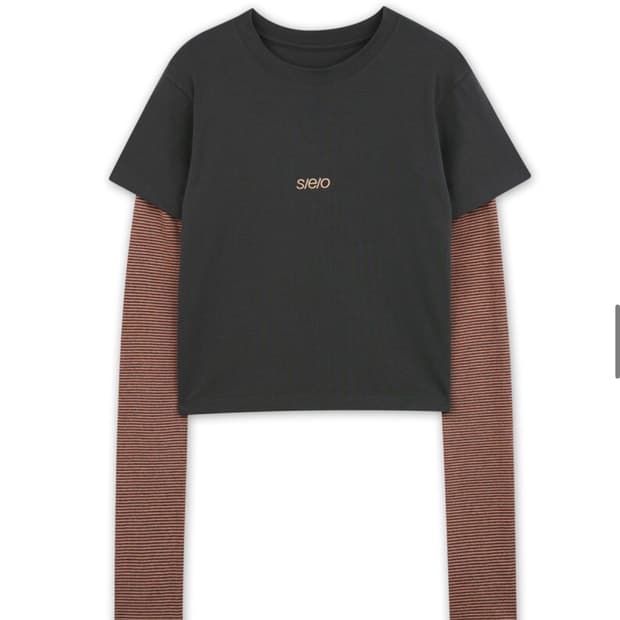 s/e/o STRIPE LAYERED TEE CHARCOAL