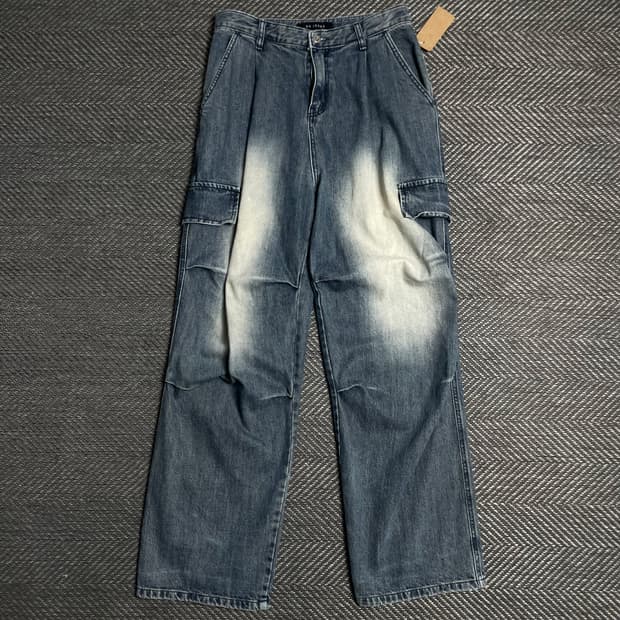 GO JEANS 빈티지 워싱 카고 데님 팬츠o 5193