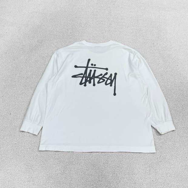스투시 Stussy 베이직 로고 롱슬리브 화이트