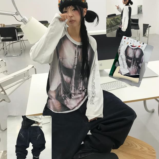 슈프림 기거 래글런 롱슬리브 - 23Fw ( ⭐️레어⭐️ ) 