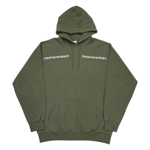 디스이즈네버댓 로고 스웻 기모 후드티 올리브 카키 M