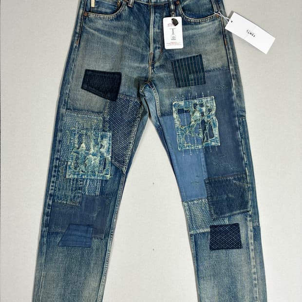 FDMTL 펀더멘탈 클래식 핏 패치워크 사시코 보로 데님 W28/L30