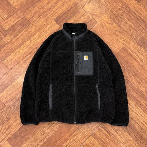 M(100) 칼하트 WIP 블랙 플리스 집업 자켓 