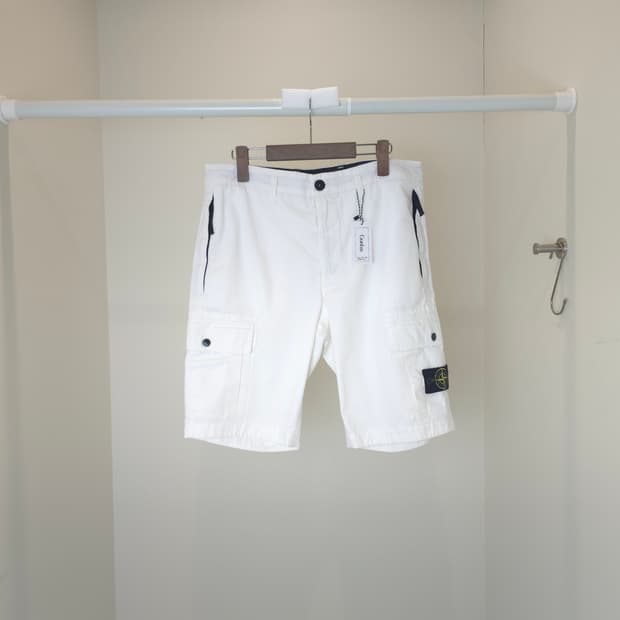 [중고/정품] 스톤아일랜드 버뮤다 카고 반바지 화이트
