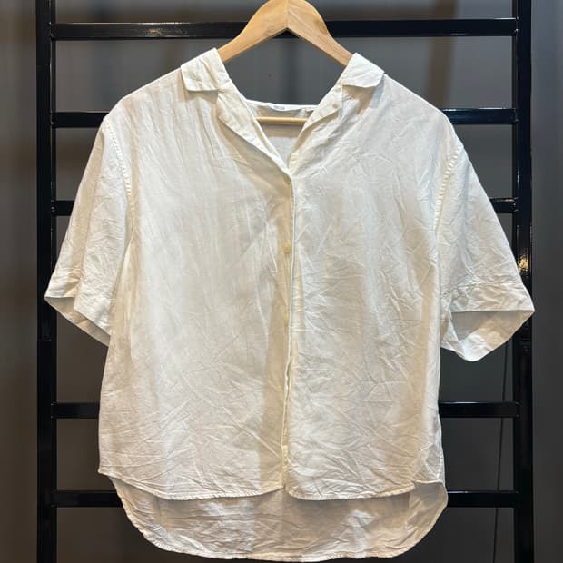 [M] 유니클로 UNIQLO 린넨 혼방 반팔 셔츠 화이트 1.9