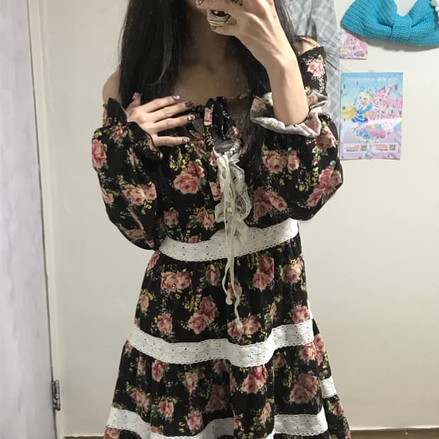 빈티지 딸기초코 브라운 레이스 원피스 히메갸루 로걀 라떼 리즈리사깔 고딕