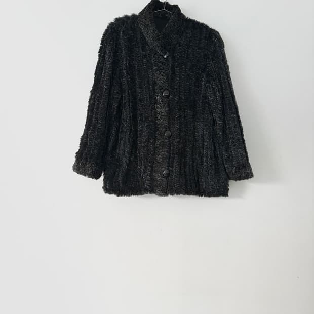 Pannel detail fur jacket / charcoal