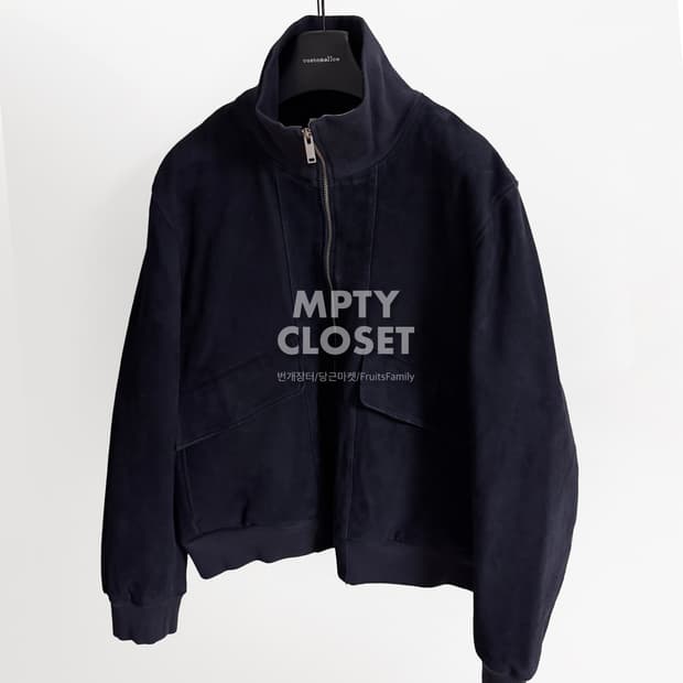 [M] COS 컬렉션 하이넥 스웨이드 플라이트 자켓 네이비