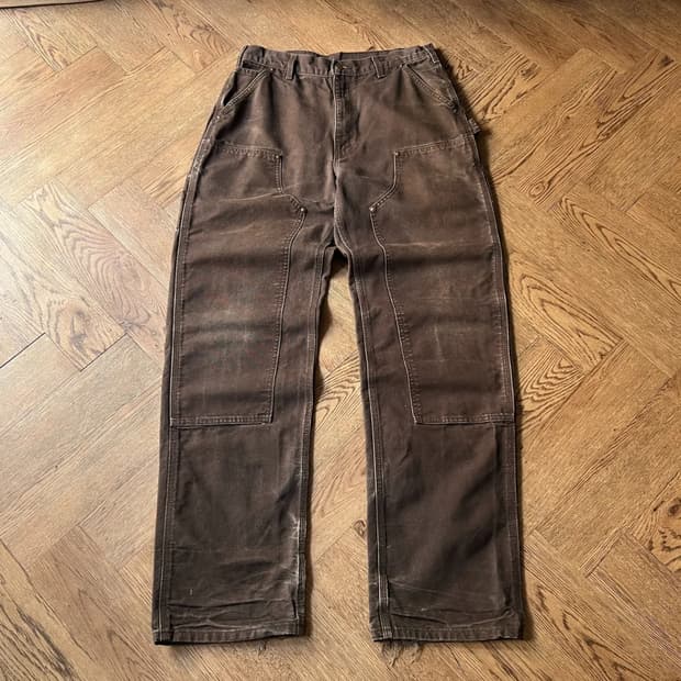 [33]칼하트 USA Made 빈티지 페이딩 다크브라운 더블니 워크 팬츠