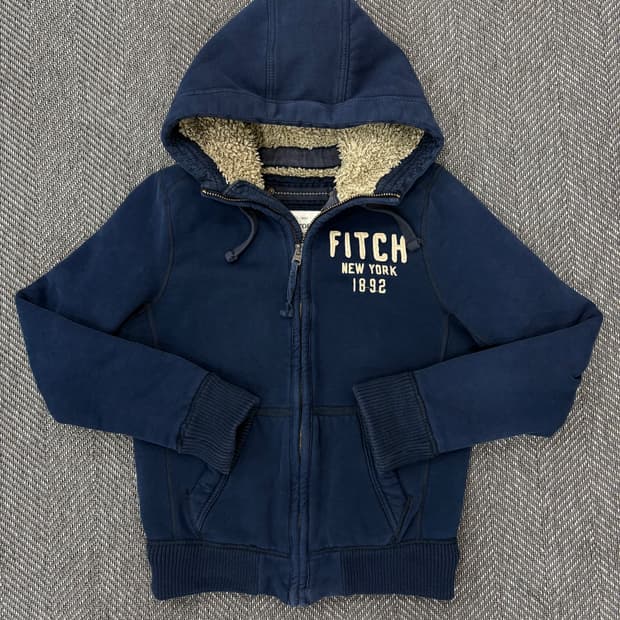 아베크롬비 양털 후드집업 네이비m