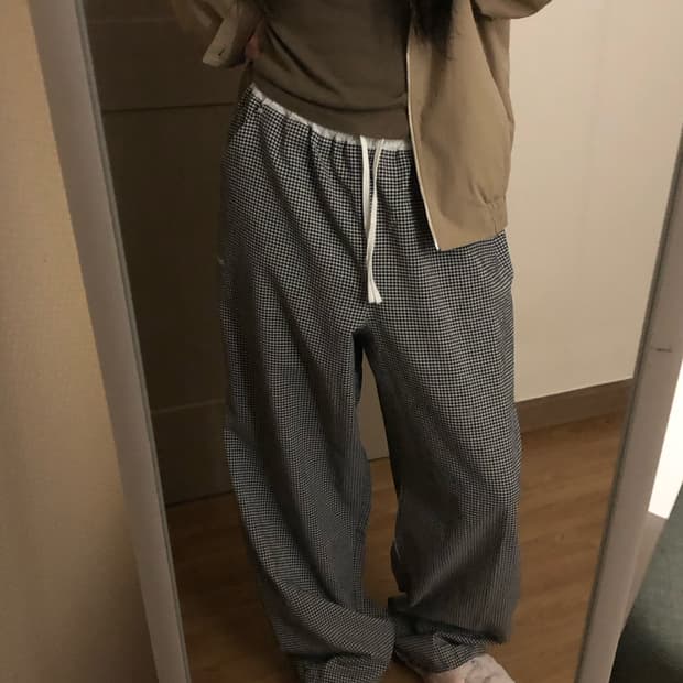 밈더워드로브 로고 체크 라운지 팬츠
