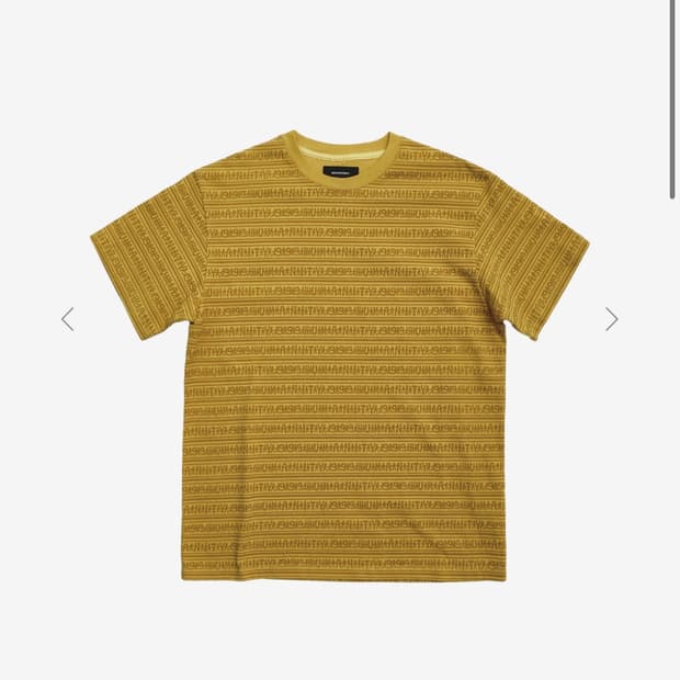 1사이즈) HUMAN STRIPE HALF TEE (MUSTARD)