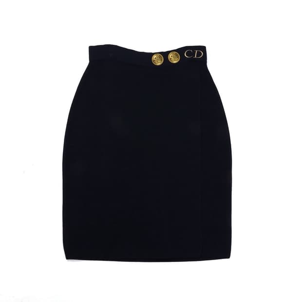 크리스챤 디올 Christian Dior Gold Button Skirt