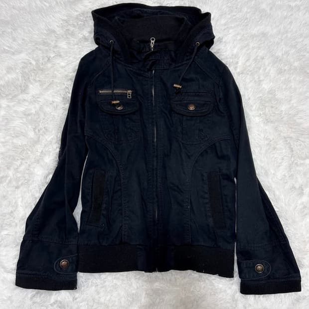 y2k 00s button detail hoodie jacket