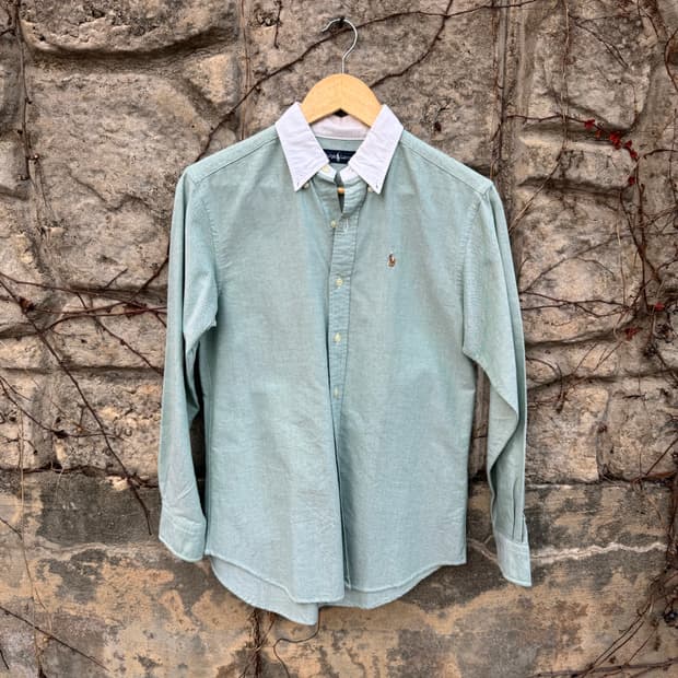 폴로 랄프로렌 빈티지 포니 자수 로고 옥스포드 셔츠 그린 우먼
