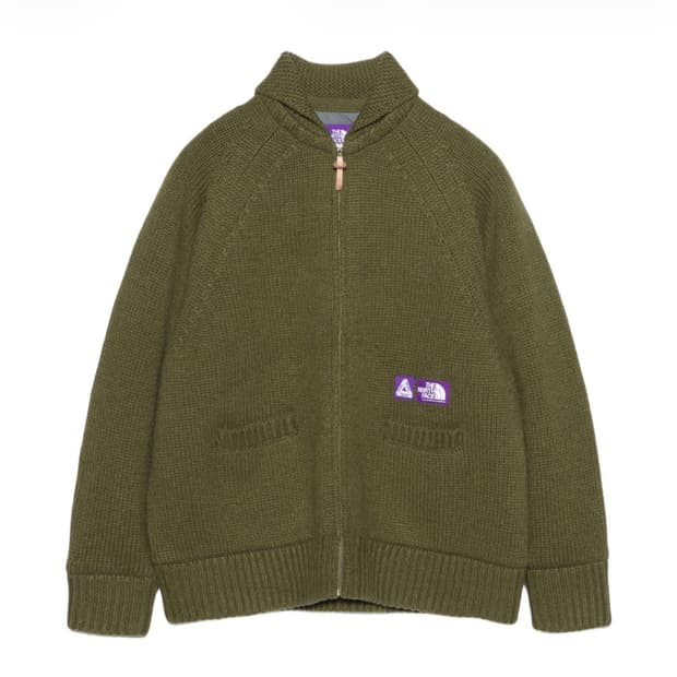 팔라스 x 노스페이스 퍼플라벨 윈드스토퍼 필드 니트 세이지 그린