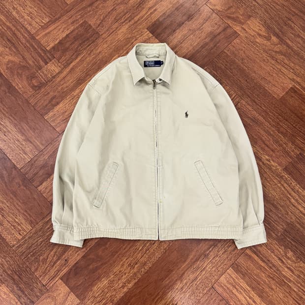 95(XL) 폴로 랄프로렌 90s 카키로고 베이지 스윙톱 자켓 