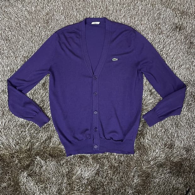 라코스테 LACOSTE 퍼플 브이넥 울 니트 가디건 4(100)