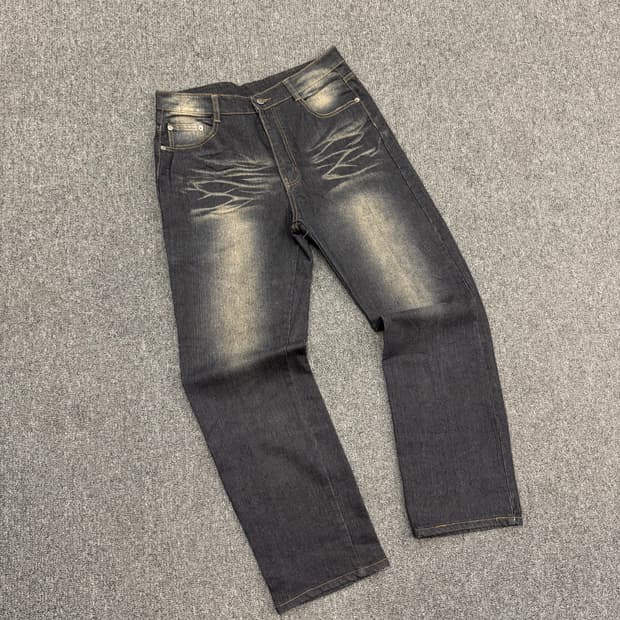 Win-Top jeans 빈티지 포켓 드래곤 자수 흑청데님팬츠