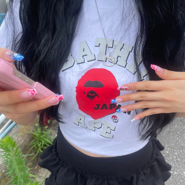 베이프 재팬 컬리지 티셔츠 화이트