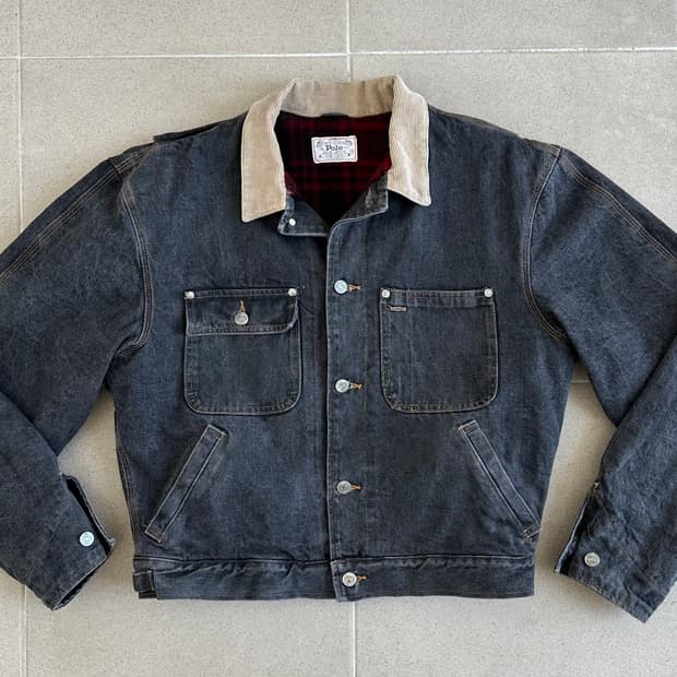 90s 빈티지 폴로 덩가리 자켓 블랙 M