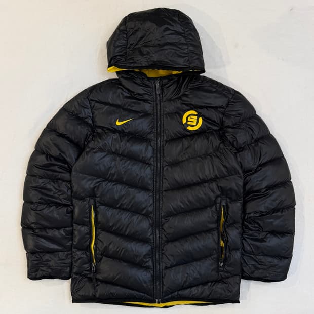 나이키 700필 유광 고프코어 후드 경량패딩 블랙