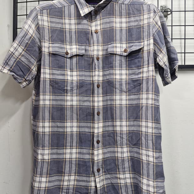 90-95M 파타고니아 체크 카라 반팔티.