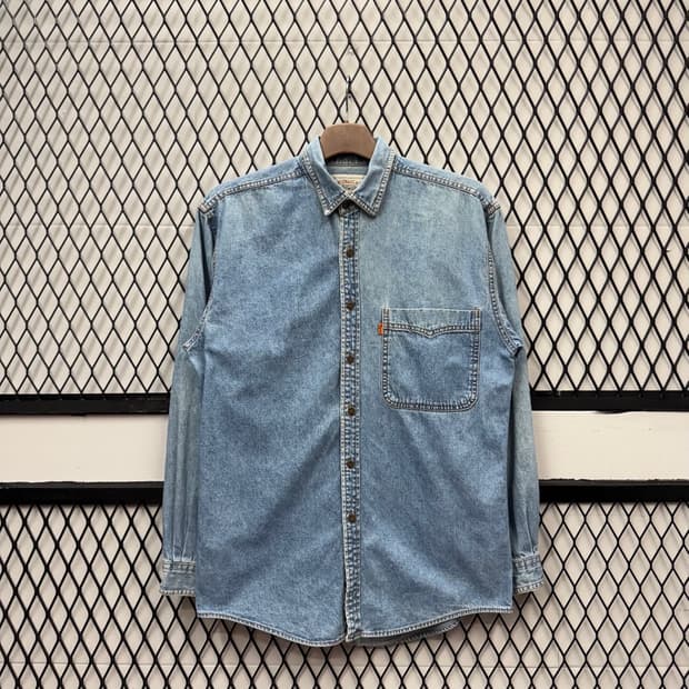 리바이스 데님 셔츠 원포켓 포인트 오렌지 택 중청