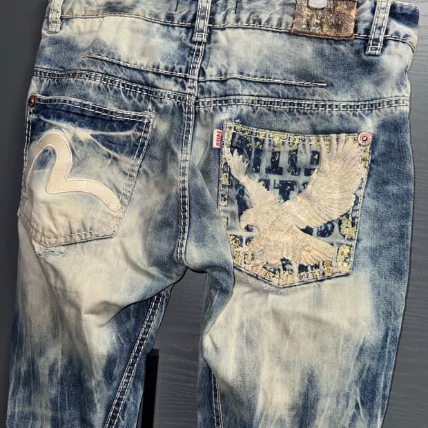 에비수 빈티지 커브드 아이스 워싱진 30