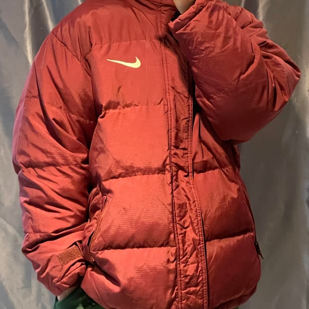XXL 나이키 전후면 스우시 버건디 패딩