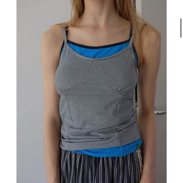 (설명필독) Paneled stripe sleeveless_White