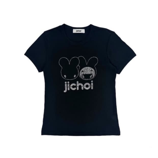 SS24지초이 jichoi 핏티드 로고 티셔츠 블랙 반팔사이즈 2뉴진스
