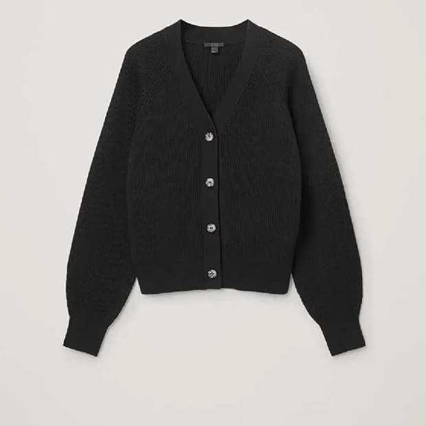 새상품 Cos 코스 오가닉 코튼 리브드 가디건