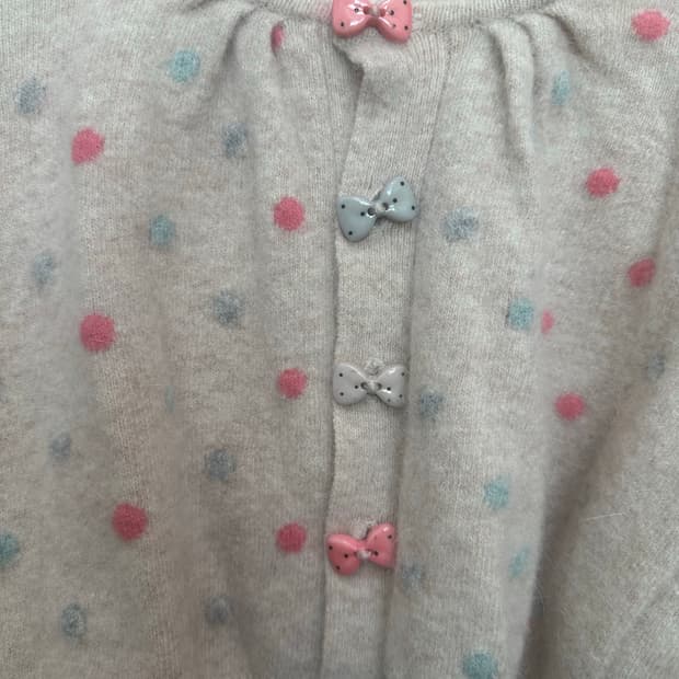 러블리 리본단추 반크롭 가디건