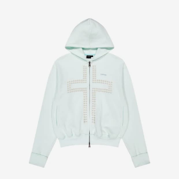 아캄 Cross Rhinestone Zip-Up Hoodie 