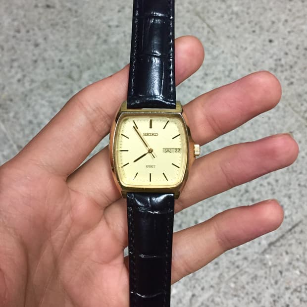 90s seiko sprit quatz gold day-date