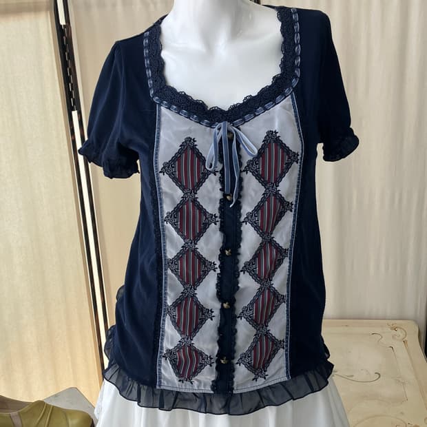 Axes Femme velvet lace line blouse