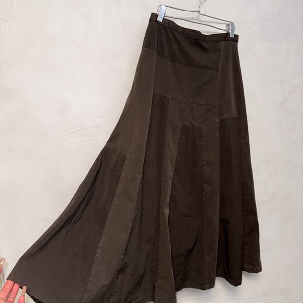 Dark brown patchwork maxi skirt
