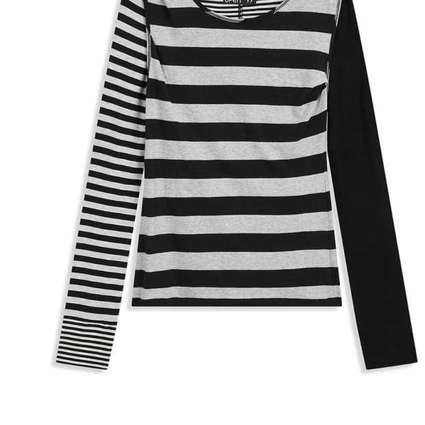 오픈와이와이 스트라이프컨버터블 후크 탑 드레스 블랙 