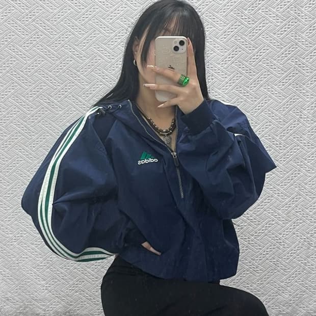 아디다스 올드스쿨 빈티지 레트로 반집업 바람막이 아노락 XL C08339