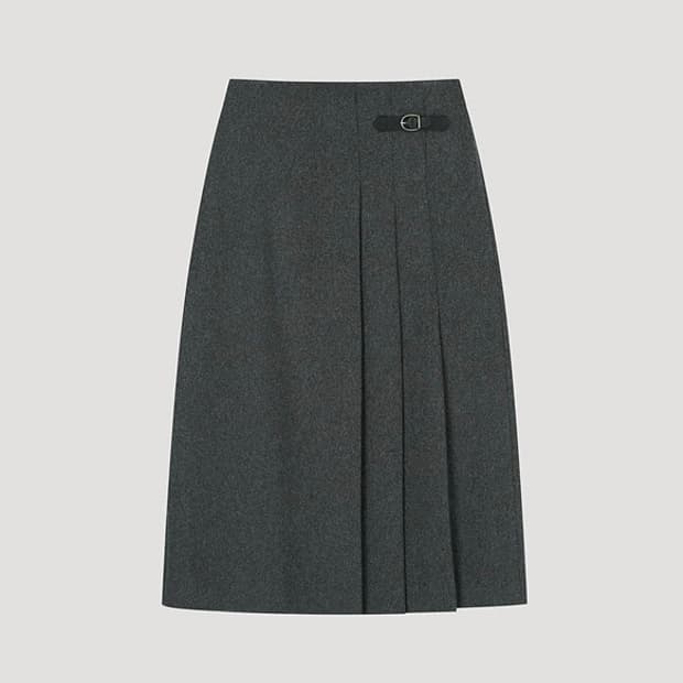 시스티나 울 블렌드 플레어 롱 스커트