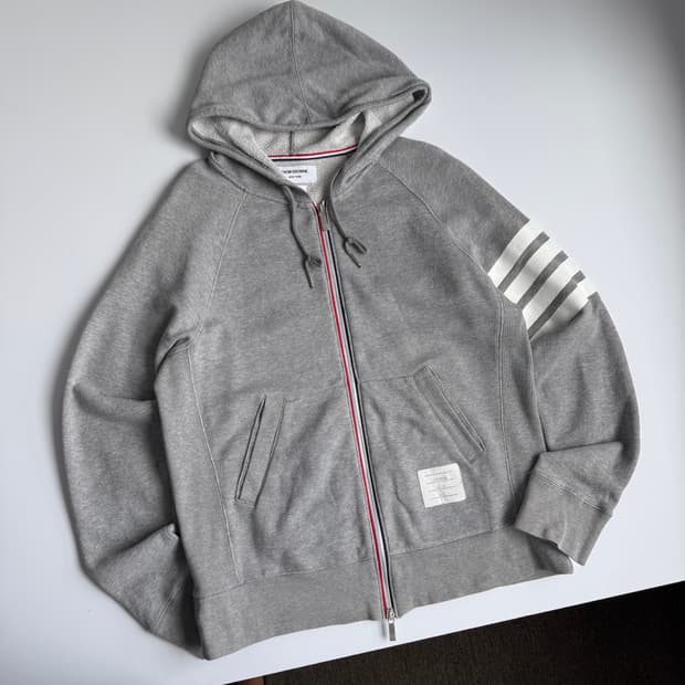 Thom browne 톰브라운 엔지니어드 사선 그레이 후드집업