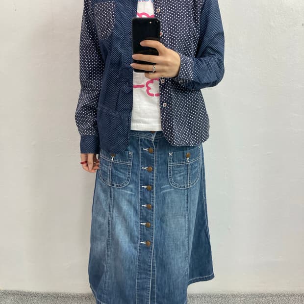 네이비 도트 셔츠