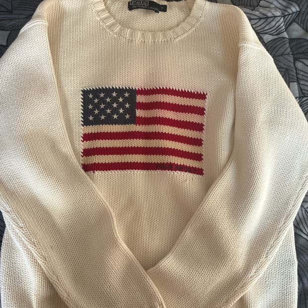 폴로 성조기 니트 화이트